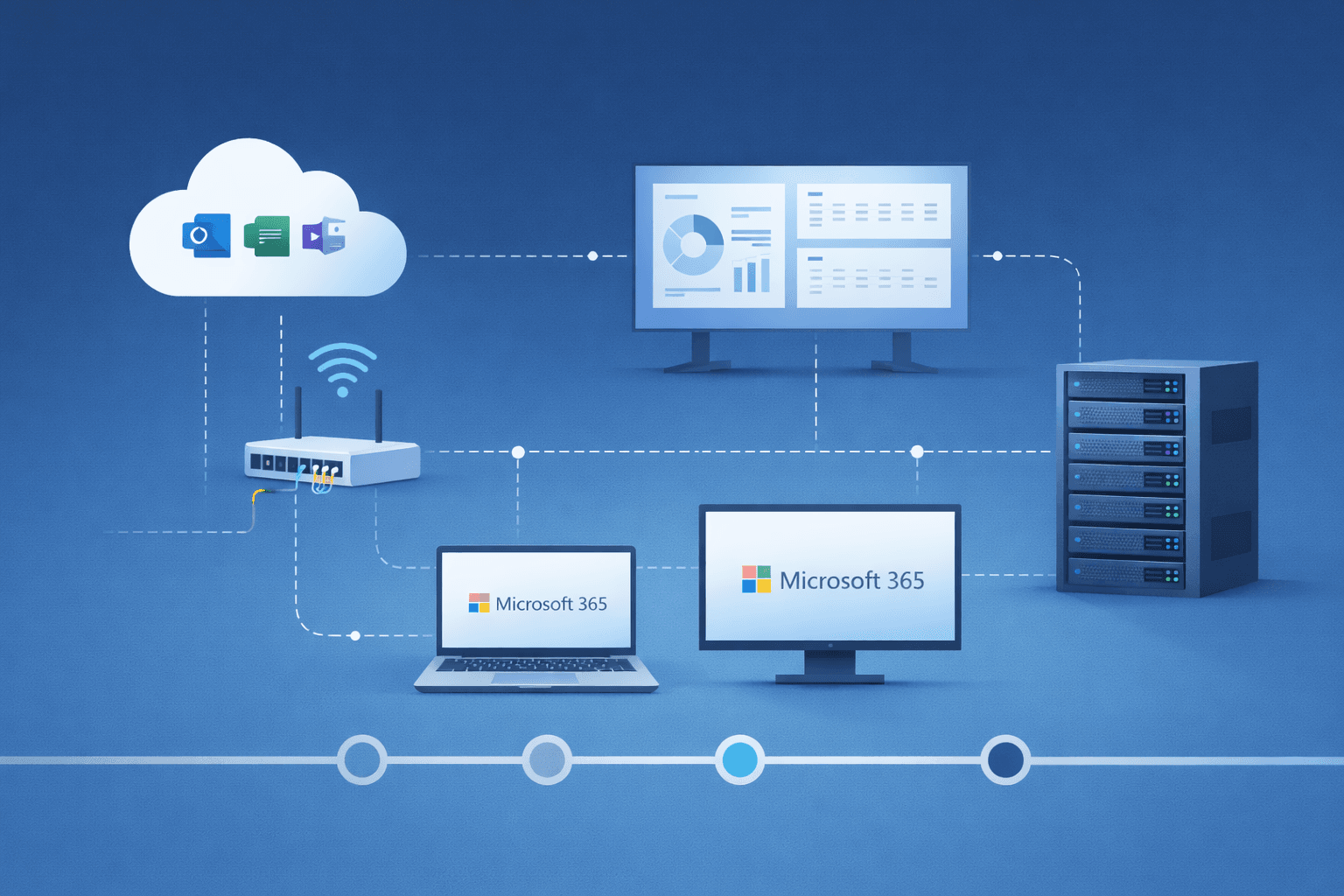 Microsoft 365 løsning med cloud, netværk og enheder